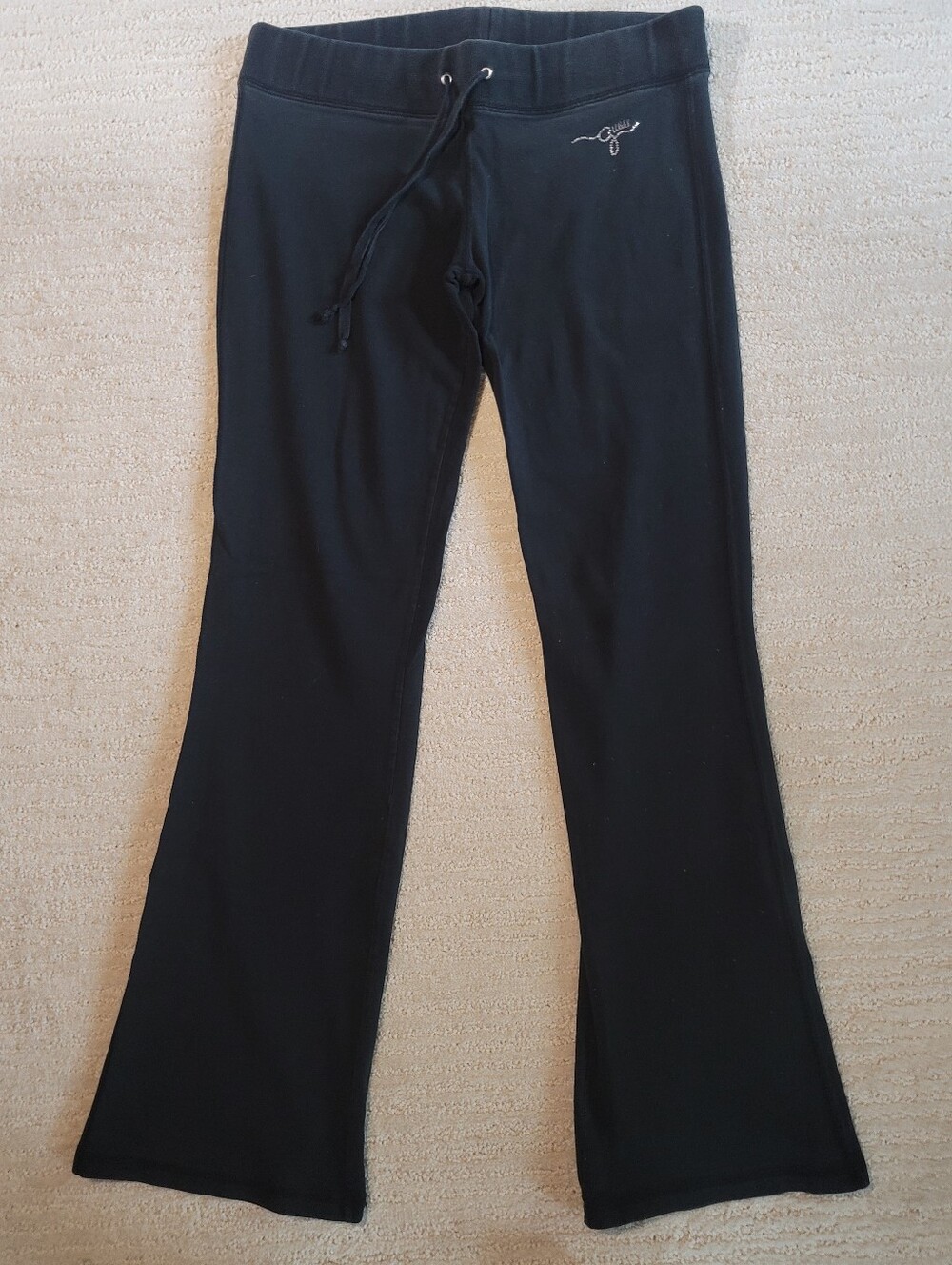 Guess Black Boot-Cut Drawstring Pants
